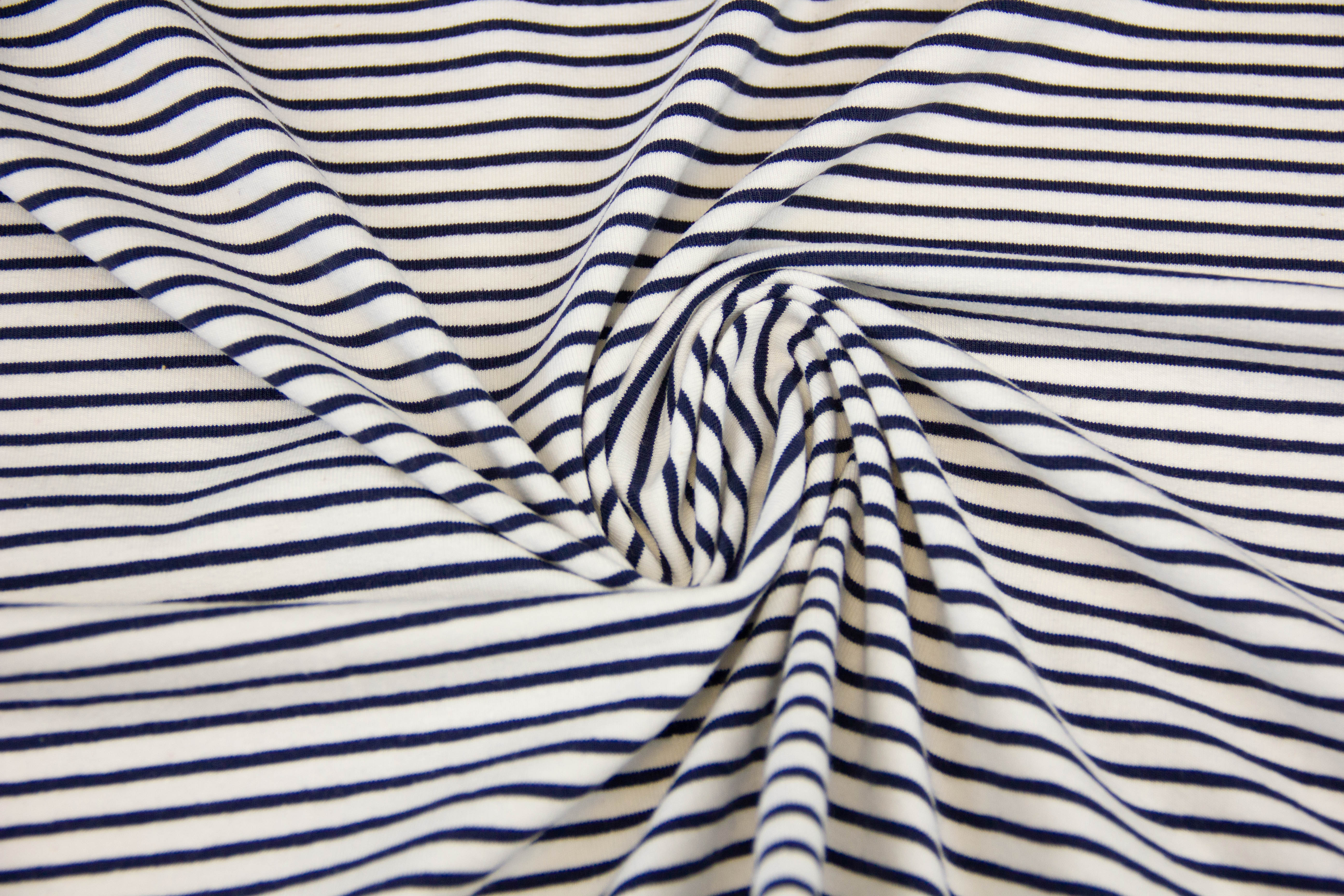 Jersey mit Streifen, weiß, marine, 0,5 m