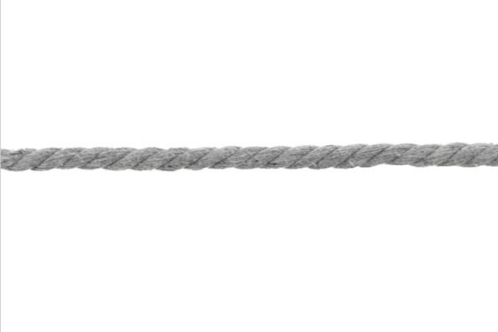 Baumwollkordel, 8 mm, hellgrau, 0,5 m