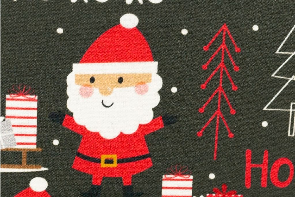 Baumwollwebware Nikolaus, Weihnachtsmann, dunkelgrün, 0,5 m