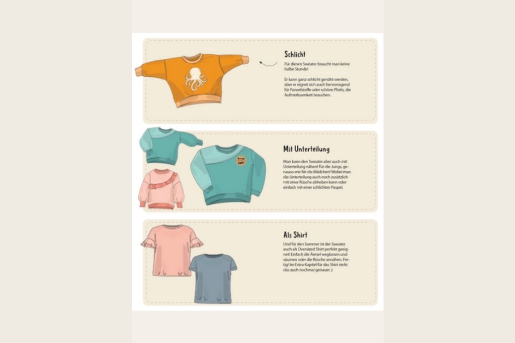 Papierschnittmuster "Oversized Sweater" von Lybstes (Gr. 56-116)
