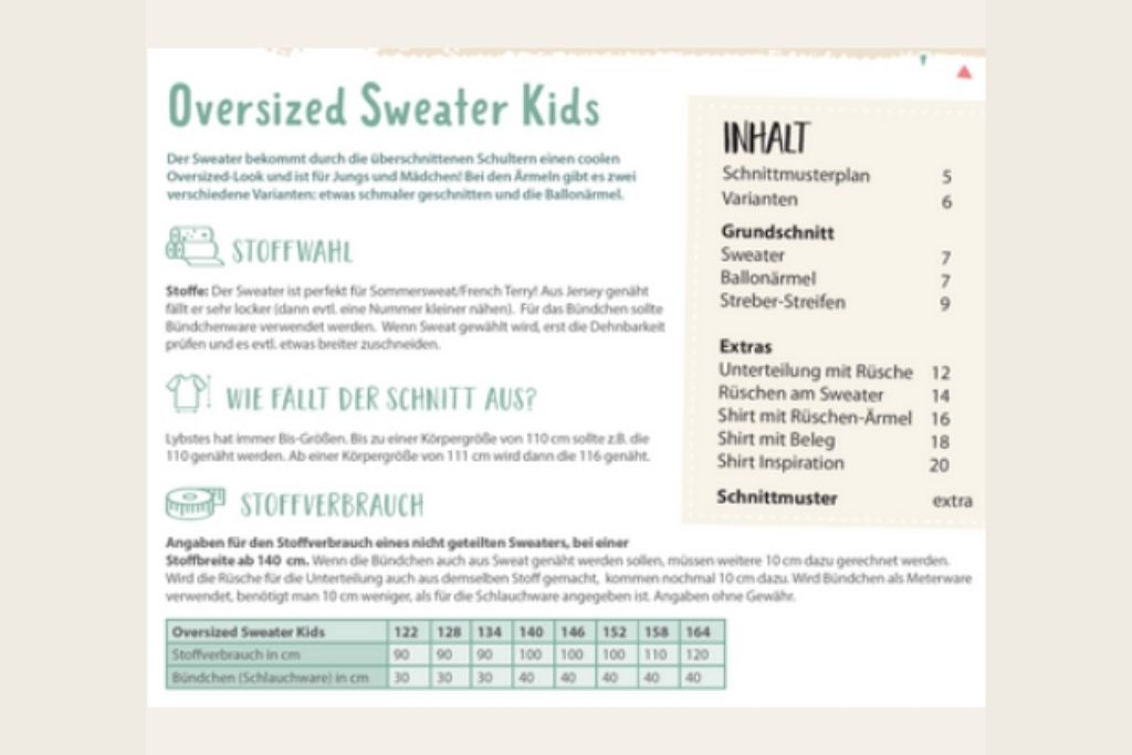 Papierschnittmuster "Oversized Sweater Kids" von Lybstes (Gr. 122-164)