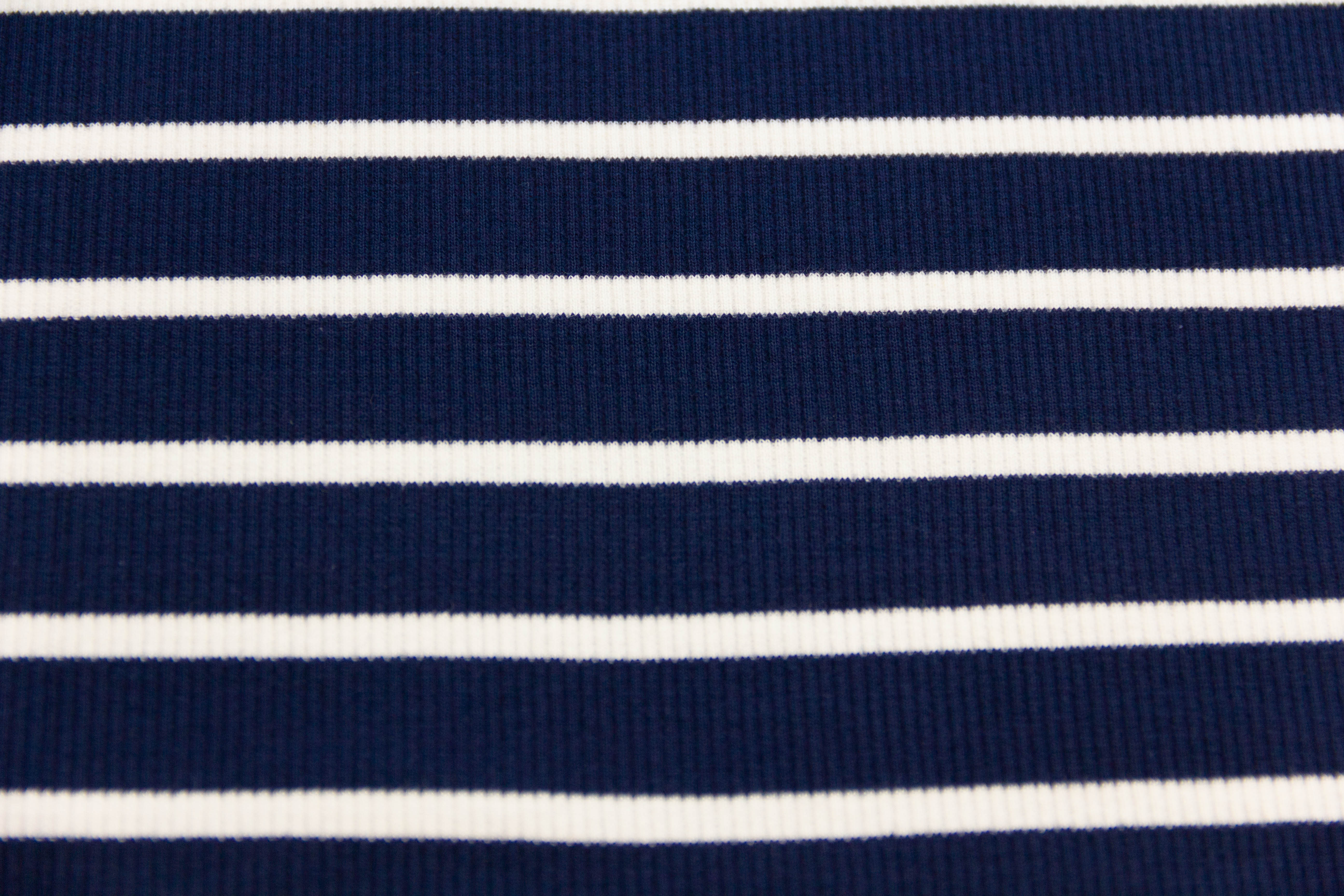 Rib Jersey, Rippenjersey gestreift, marine, weiß, 0,5 m