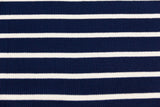 Rib Jersey, Rippenjersey gestreift, marine, weiß, 0,5 m