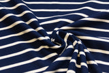 Rib Jersey, Rippenjersey gestreift, marine, weiß, 0,5 m