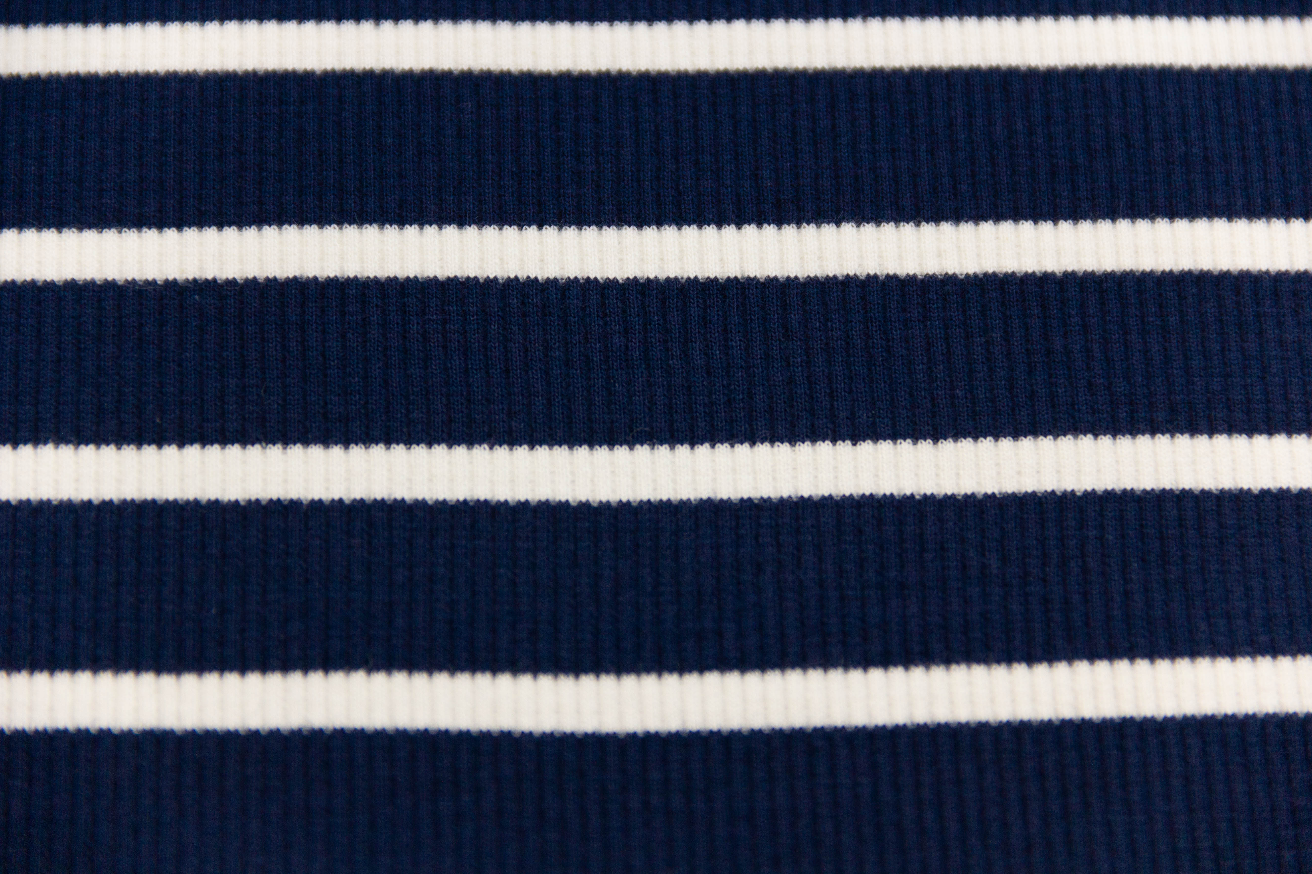 Rib Jersey, Rippenjersey gestreift, marine, weiß, 0,5 m