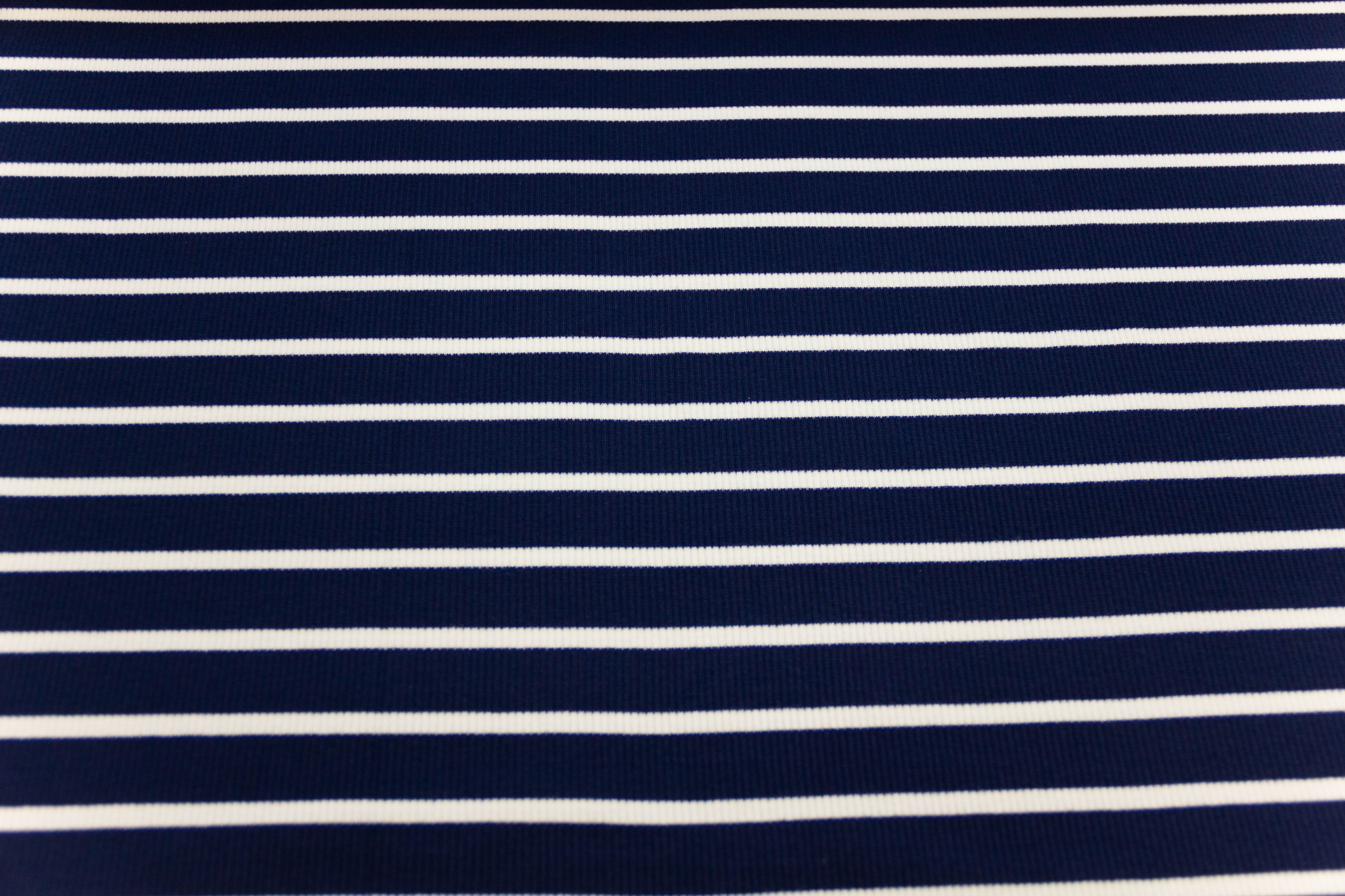 Rib Jersey, Rippenjersey gestreift, marine, weiß, 0,5 m