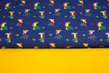 Stoffpaket Jersey + Bündchen, Tukane, blau, gelb