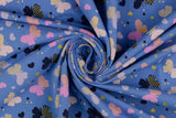B-Ware 95 cm Jersey mit Schmetterlingen und Glitzer, blau
