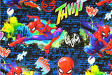 Stoffpaket Jersey + Bündchen, "Spiderman", dunkelblau, grün