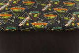 Stoffpaket French Terry + Bündchen, Jurassic King, Dinosaurier, schwarz
