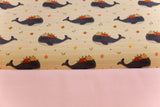 Stoffpaket French Terry mit Walen, Fräulein von Julie, beige, rosa