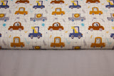 Stoffpaket Jersey + Bündchen mit Autos, Fräulein von Julie, beige, grau