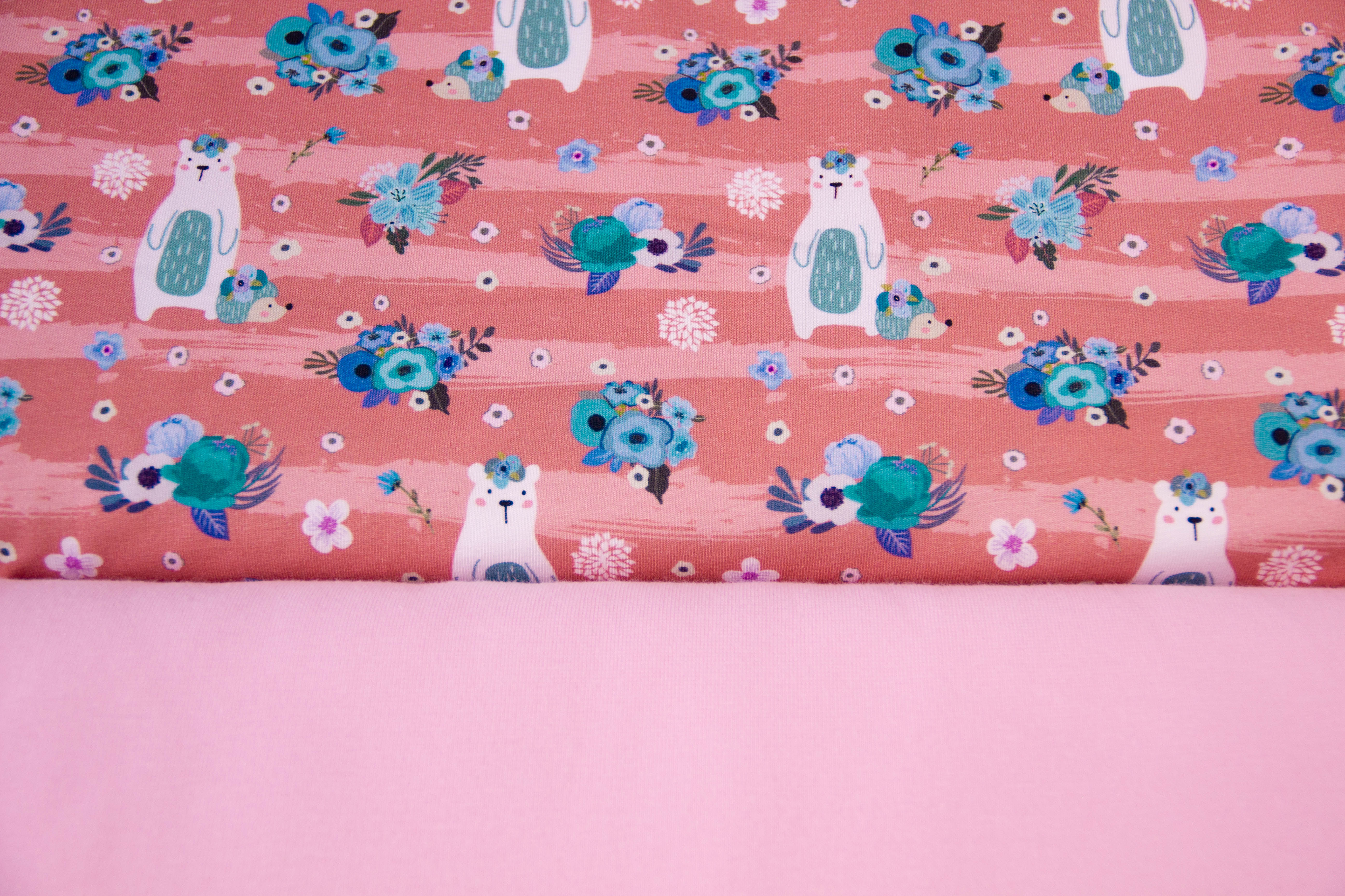 Stoffpaket Jersey mit Bären, altrosa, rosa