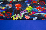 Stoffpaket Jersey + Bündchen, "Spiderman", dunkelblau, blau