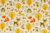 Alpenfleece mit Waldtieren, beige, 0,5 m