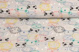 Restmenge 60 cm Jersey mit Koalas und Pandas, grau