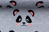 Stoffpaket French Terry + Bündchen mit Pandas, grau