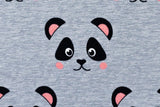 Stoffpaket French Terry + Bündchen mit Pandas, grau