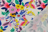 Stoffpaket Jersey mit Vögeln und Blumen, blau