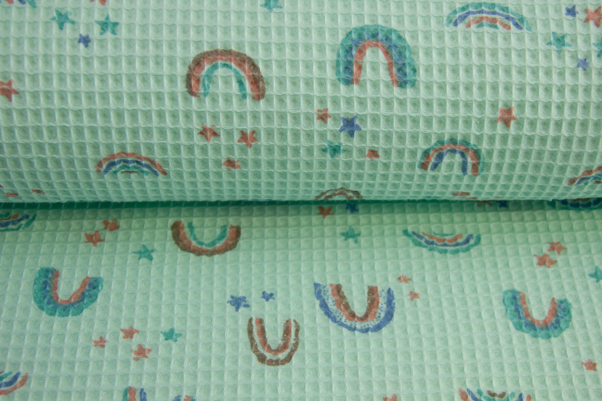 Waffelstoff mint für Babys