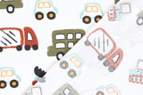 Baumwollwebware, Popeline mit Fahrzeugen, wollweiß, 0,5 m