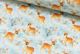 Baumwollwebware mit Rehen, Winter, hellblau, 0,5 m