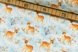 Baumwollwebware mit Rehen, Winter, hellblau, 0,5 m