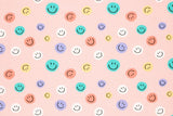 Baumwollwebware, Popeline mit Smileys, Emoticons, altrosa, 0,5 m