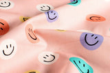Baumwollwebware, Popeline mit Smileys, Emoticons, altrosa, 0,5 m