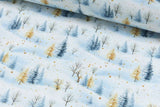 Baumwollwebware mit Winterbäumen, Tannen, hellblau, 0,5 m