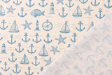 Baumwollwebware, Popeline mit Ankern, maritim, beige, 0,5 m