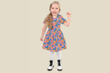 Baumwolle, Popeline mit Blumen, royalblau, 0,5 m