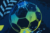 Baumwollwebware Fußball, kiwigrün, dunkelblau, 0,5 m