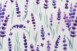 Baumwollwebware "Tim" mit Lavendel, weiß, 0,5 m