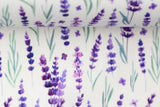 Baumwollwebware "Tim" mit Lavendel, weiß, 0,5 m