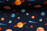 Baumwollwebware "Tim" mit Planeten, Weltraum, dunkelblau, 0,5 m