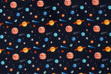Baumwollwebware "Tim" mit Planeten, Weltraum, dunkelblau, 0,5 m