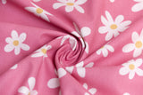 Baumwolle, Popeline mit Blumen, rosa, 0,5 m