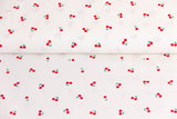 Baumwollwebware, Popeline mit Kirschen, weiß, 0,5 m