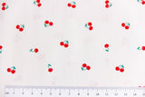 Baumwollwebware, Popeline mit Kirschen, weiß, 0,5 m