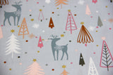 Baumwollwebware mit Rentieren, Weihnachten, grau, 0,5 m