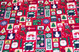 Baumwollwebware Weihnachten, Patchwork, rot, 0,5 m