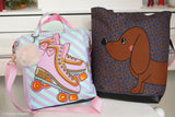 Cherry Picking Bag, DIY-Panel, Dackel und Rollschuhe, Canvas