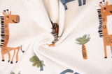 Terry Crepe mit Safari Tieren für Babys Meterware online kaufen zum Nähen