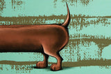 French Terry Panel "Dachshund Benni", Cheeky Animals, mint, Thorsten Berger, Swafing, Stoffstruktur