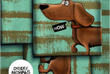 French Terry Panel "Dachshund Benni", Cheeky Animals, mint, Thorsten Berger, Swafing, Motivdetail