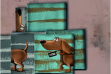 French Terry Panel "Dachshund Benni", Cheeky Animals, smaragd, Thorsten Berger, Swafing