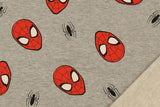 Stoffpaket French Terry + Bündchen "Spider-Man", grau meliert, rot