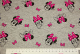Restmenge 65 cm French Terry "Minnie Mouse", angeraut, grau meliert