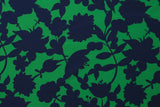 Restmenge 25 cm Viskose Webware, "Happy Flowers", grün